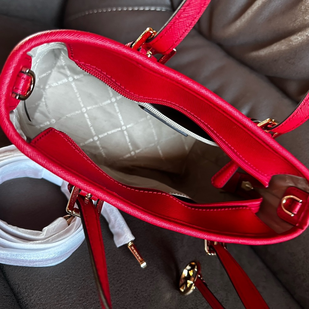 Vibrant Red Structured Tote Bag - image 3